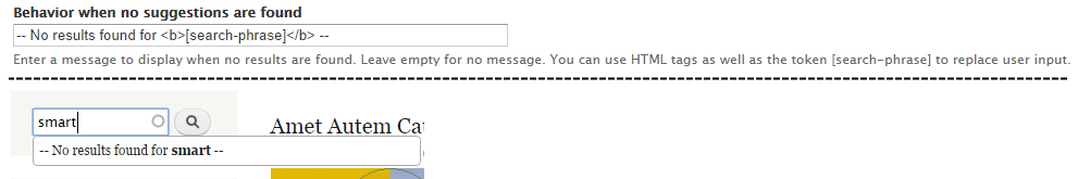 Current Search Token In Behaviour When No Suggestions Are Found Field Drupal Org