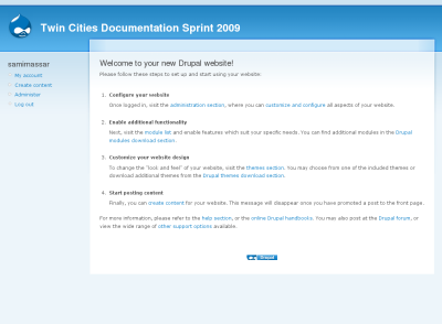 Drupal's Welcome Screen (Drupal 6)