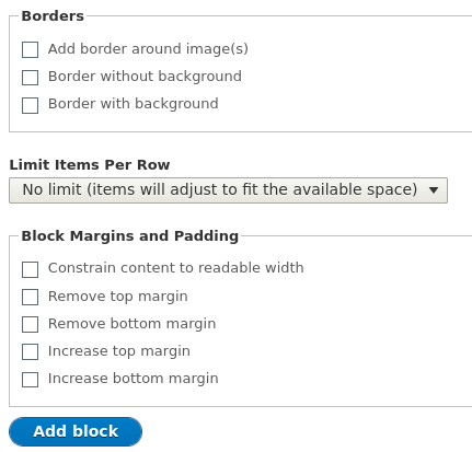 Screenshot of applying a style to a Layout Builder block component