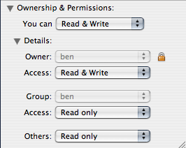 change permissions for files on mac created in pages