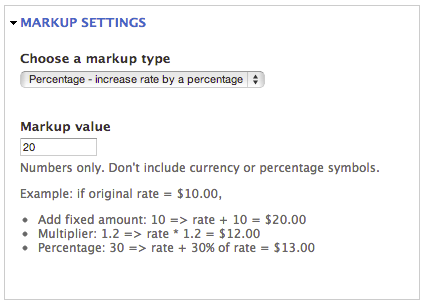 UI of Commerce UPS markup fieldset