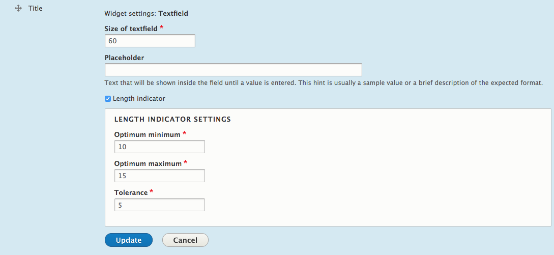 Screenshot of the config of the module