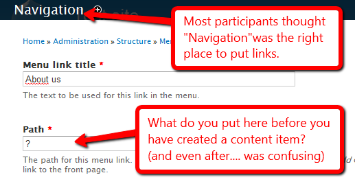 If you try and create a menu before a node, 'path' is mystifying.