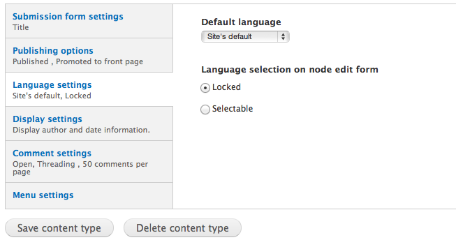Language settings without translation module.