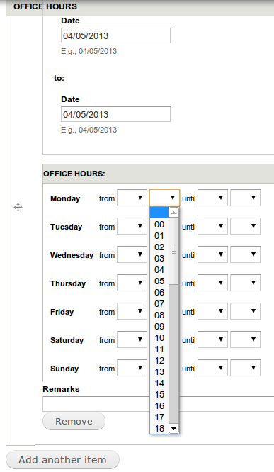 Office hours in field collection