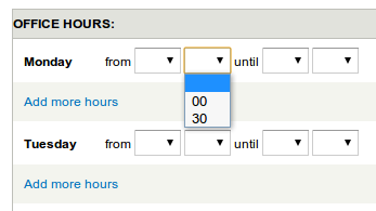Office hours separately