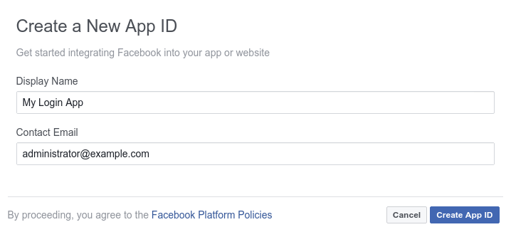 Basic Facebook app information