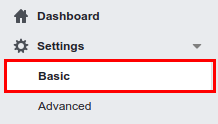 Facebook app basic settings