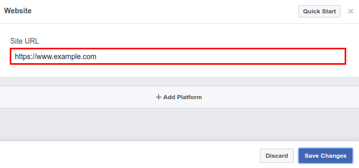 Facebook website platform URL