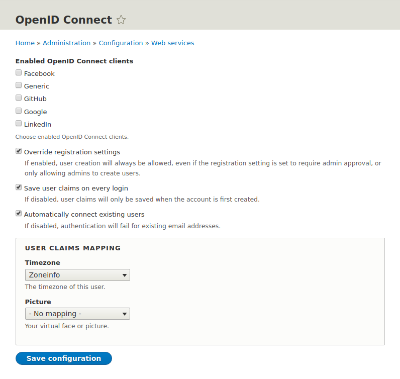 Configuration | OpenID Connect | Drupal Wiki Guide On Drupal.org