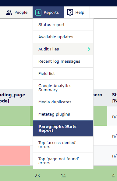 Paragraph Stats Drupal Module Menu by Knectar