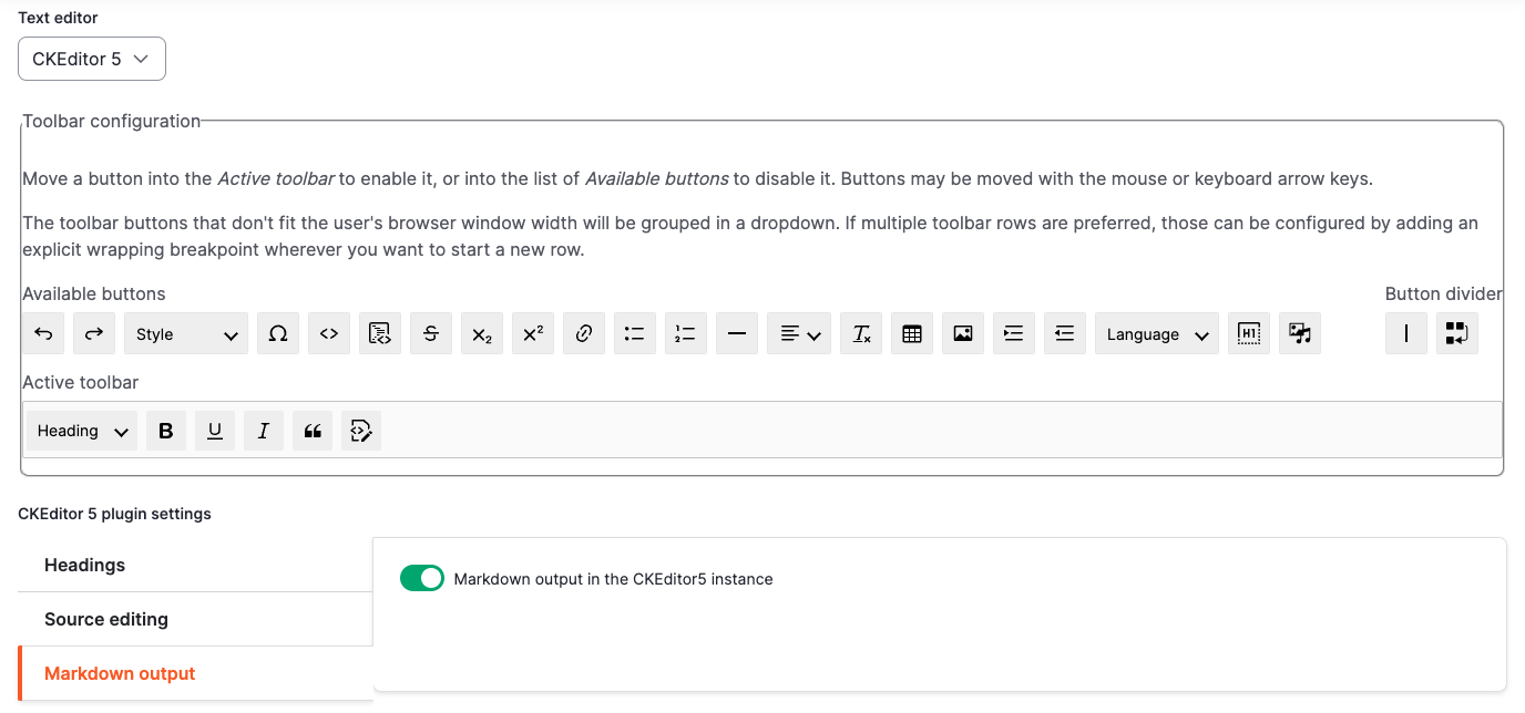 CKEditor5 Markdown plugin