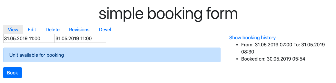 simple booking form