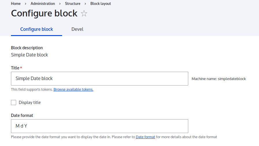 Simple Date block | Drupal.org