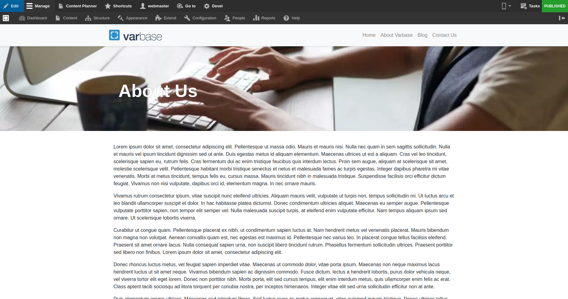 Varbase Media Header with media