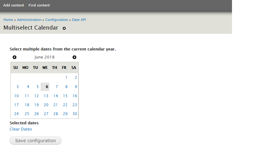 Calendar Multi Select