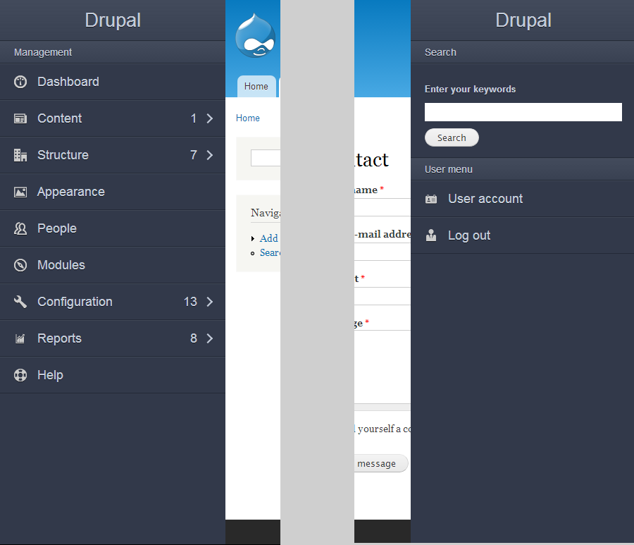 Drupal mobile sliding menu