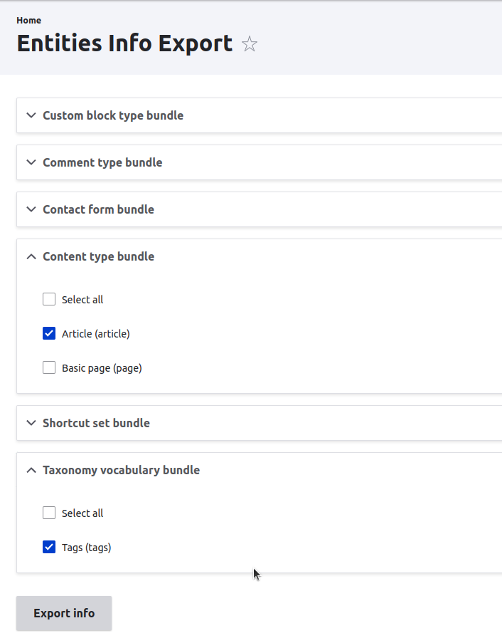 Entities Info Export | Drupal.org