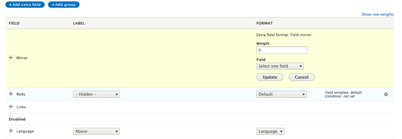 Extra fields. Drupal UI.