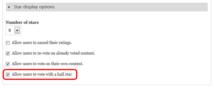 Checkbox to enable halfstar