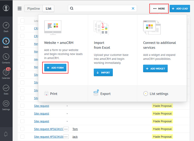 Amocrm api