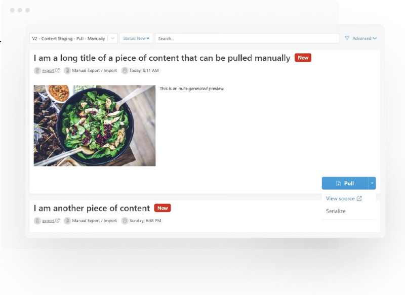 Content Sync's Update Dashboard