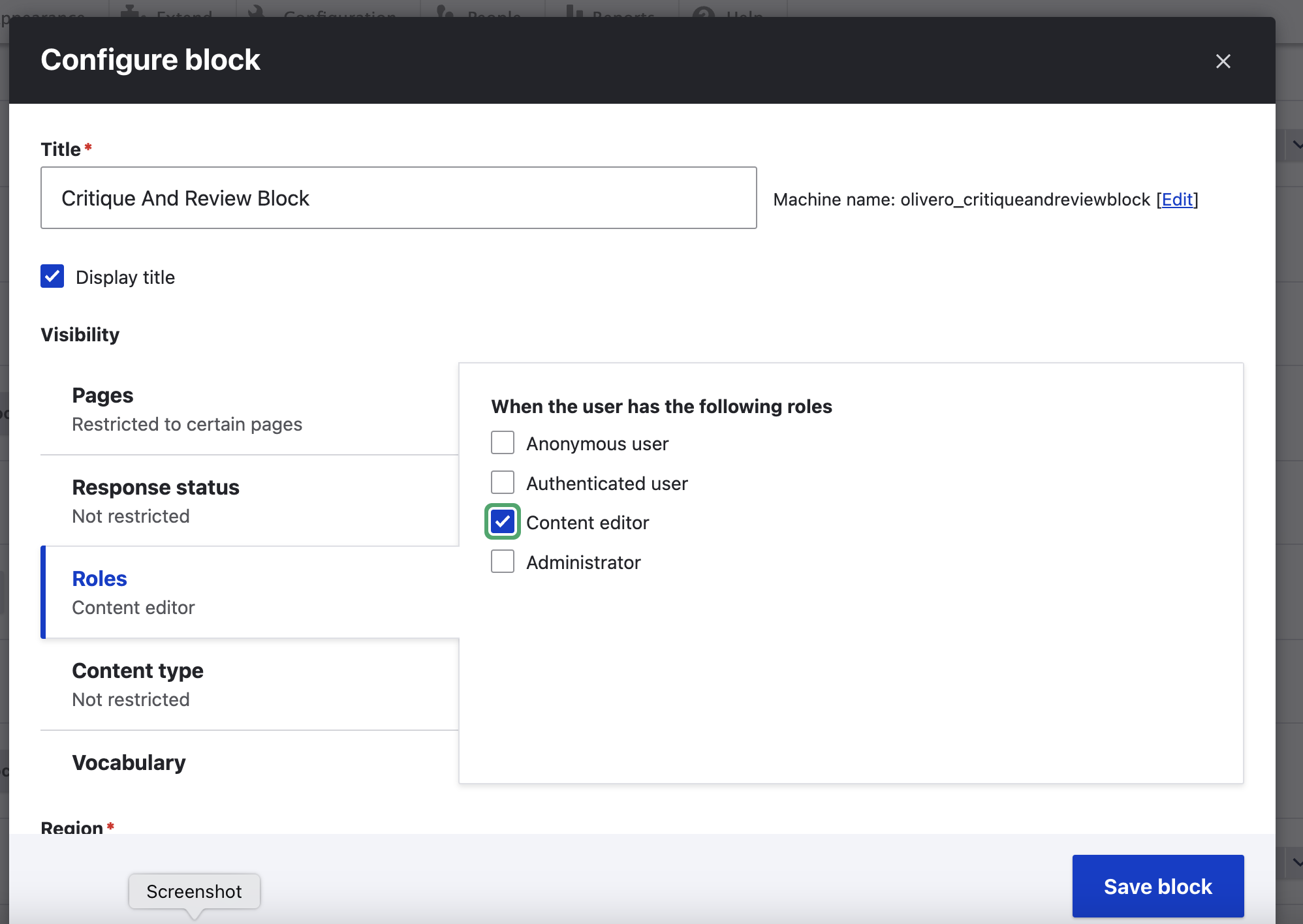 Restrict by page role