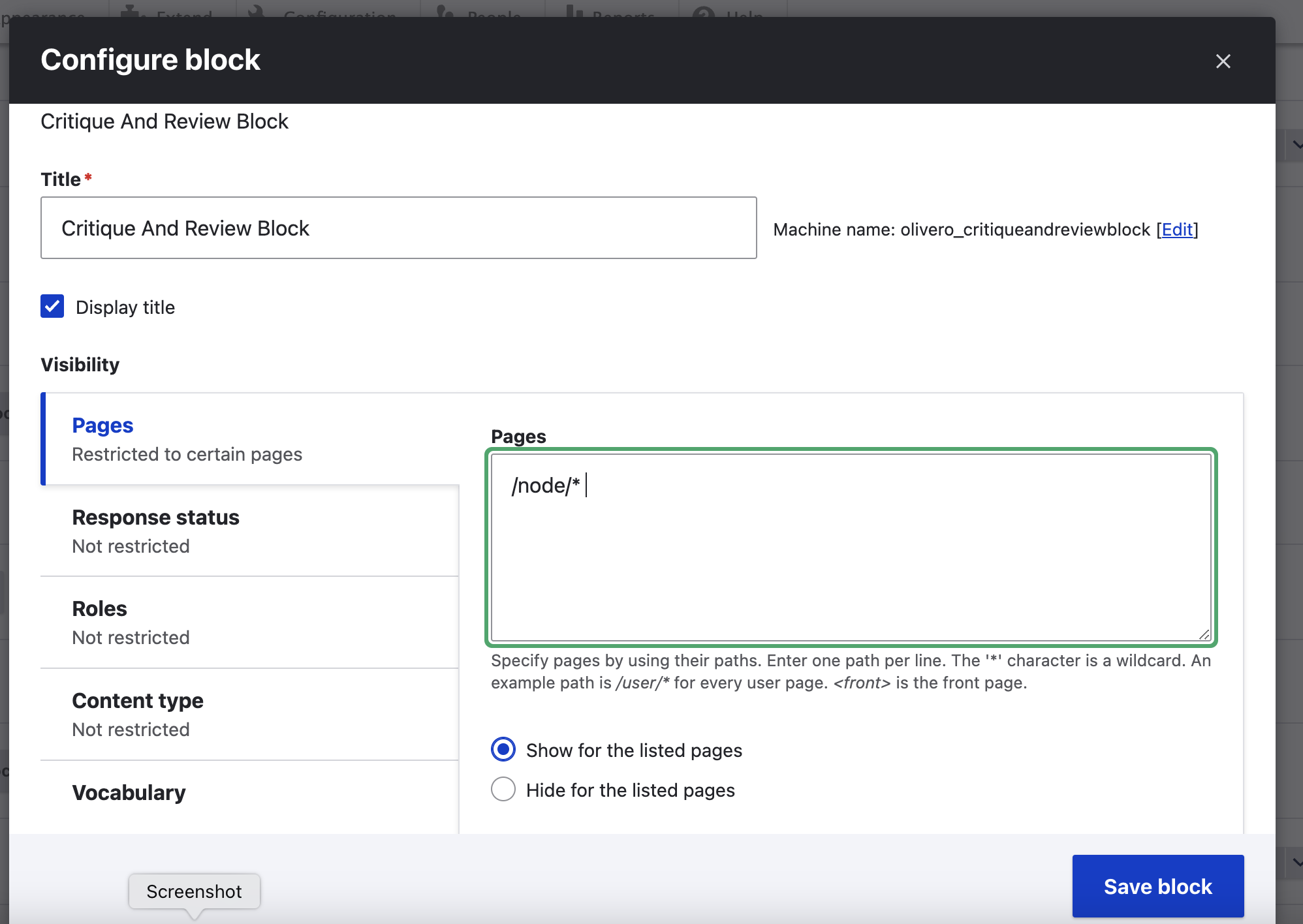 Restrict by page type