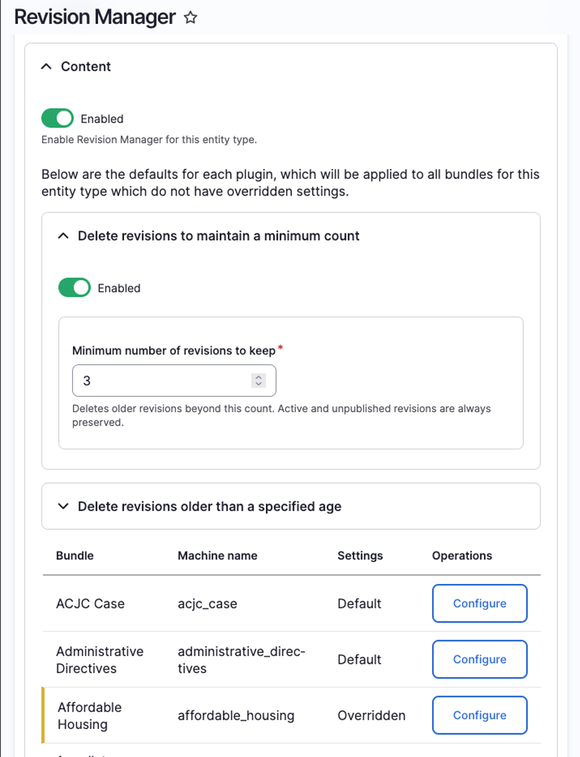 Entity and Plugin Settings