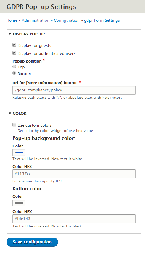 Pop-up Settings