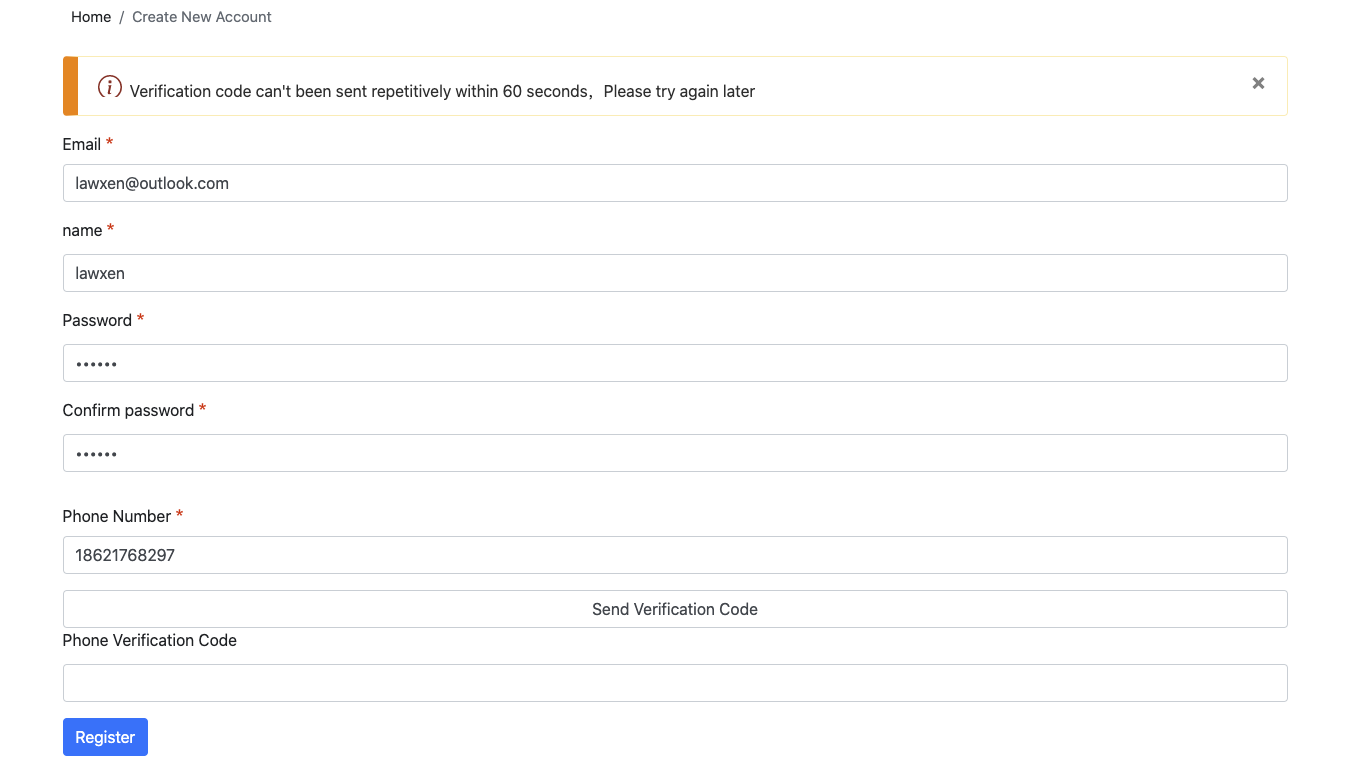 SMS Register Login Drupal