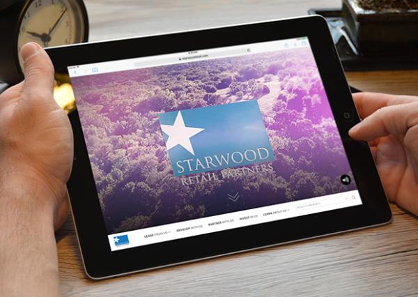 Starwood Retail Partners homepage shown on tablet