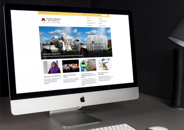 UMN homepage on desktop computer