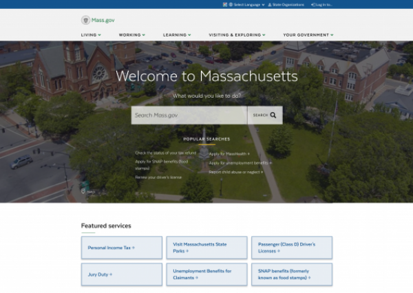 mass.gov homepage 