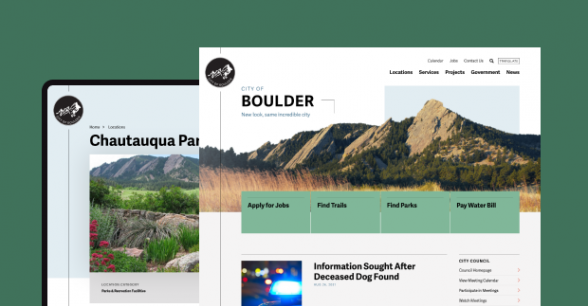 Screenshot of City of Boulder website homepage