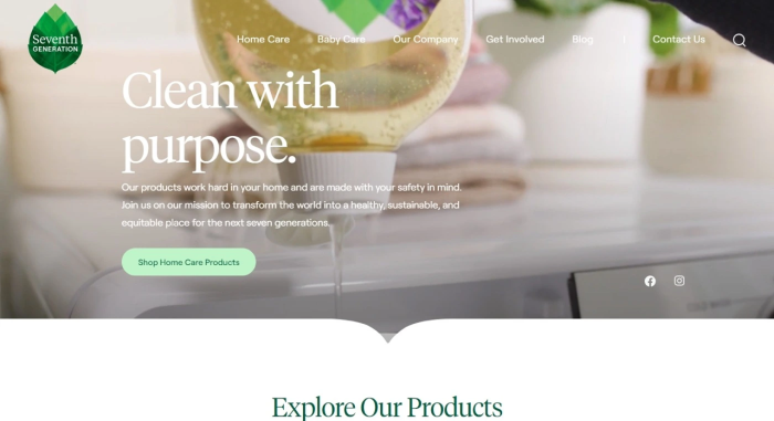 Seventh Generation homepage 