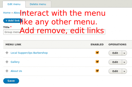 Administer menu links