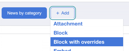 Screenshot showing the 'Block with overrides' display