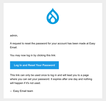 Password recovery email in Easy Email Theme