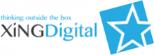 Logo of XiNG Digital, blue square with a star in the centre