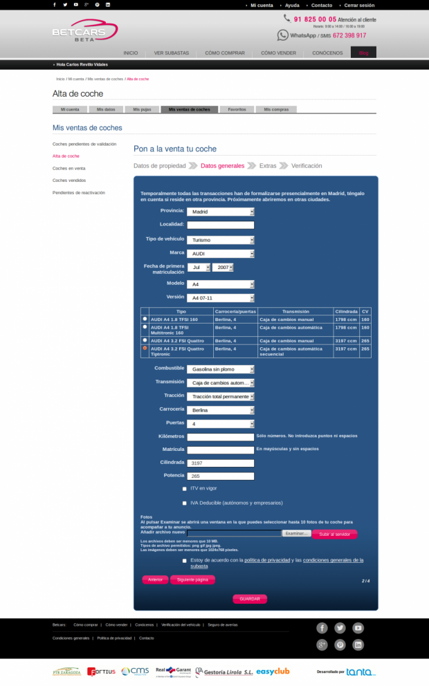 Add new car form Add new car form
