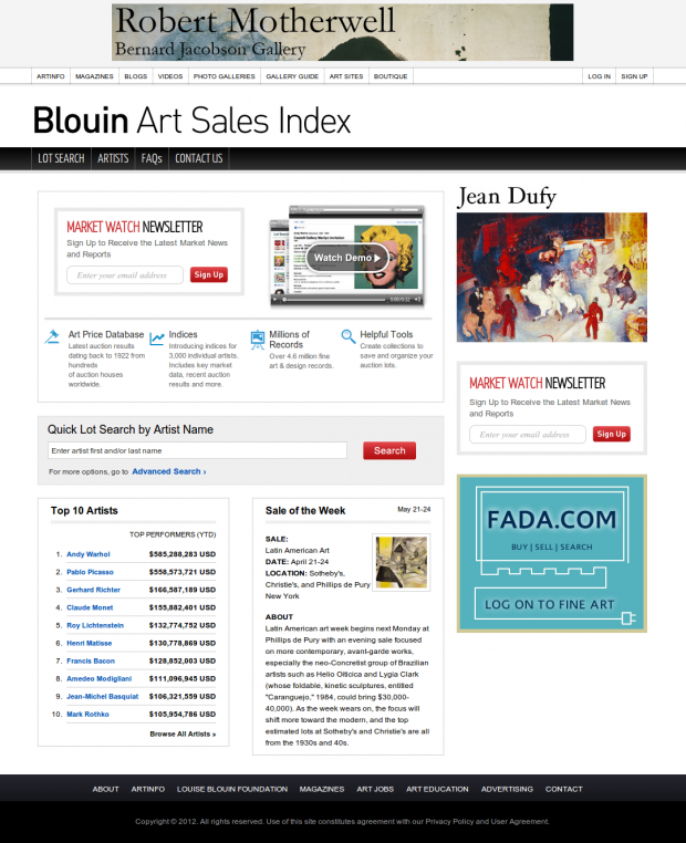 artinfo art sales index artinfo art sales index