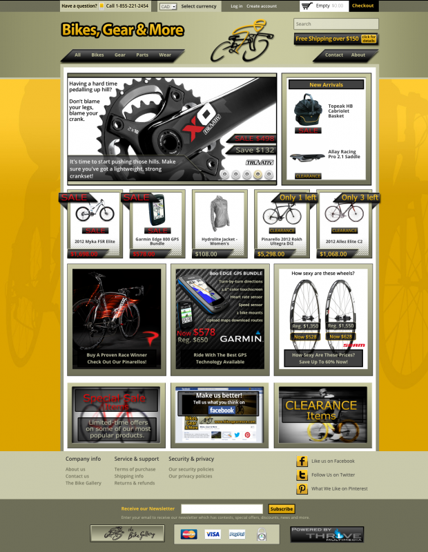 The full front page of the Bikesgearmore.com website The full front page of the Bikesgearmore.com website