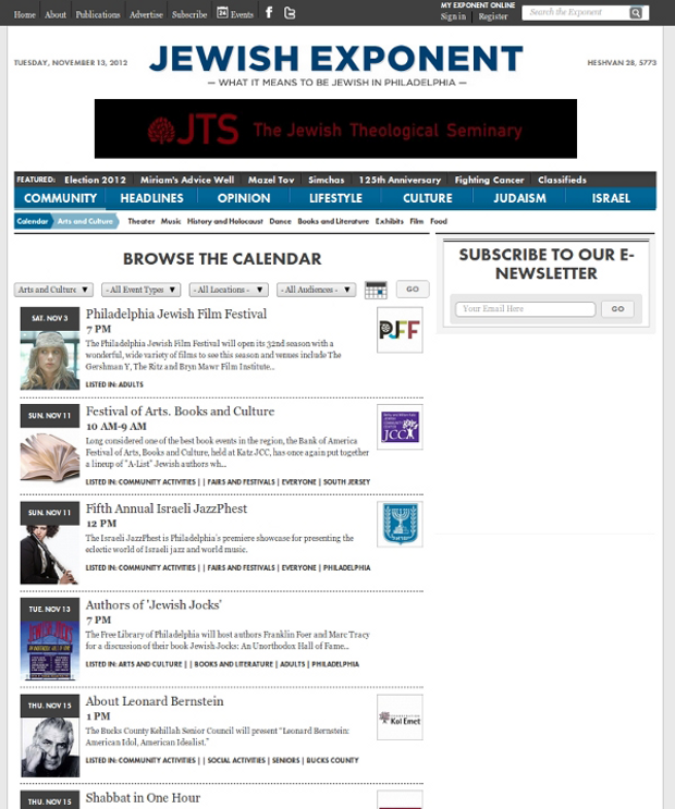 Jewish Exponent Events List Jewish Exponent Events List