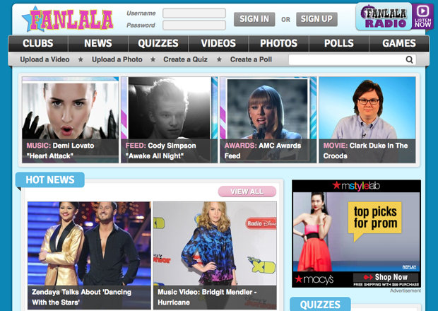 Fanlala.com Homepage