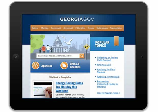 Homepage displayed on an ipad