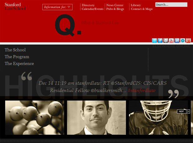 Stanford Law School Homepage Screenshot