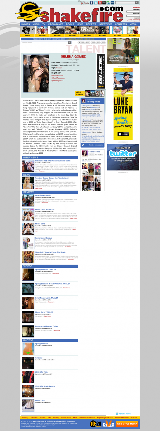 Talent Page Shakefire.com Talent Page