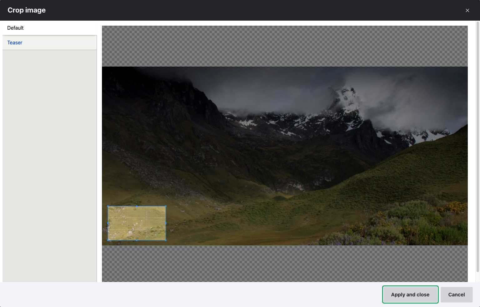 Cropping of an image.