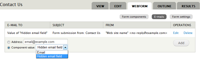 drupal webform email validation